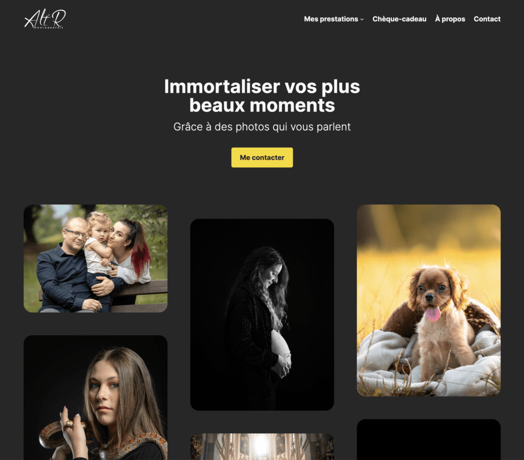 page d'accueil altr photographie personnalisé