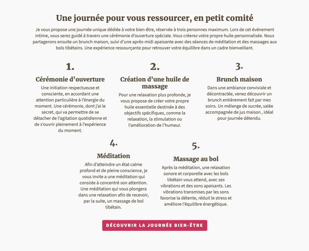réservation journée bien ettre audela serenity